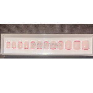 Static Nails Reusable Pop-On Manicure Reverse French Pink Square Set of 24 Nails